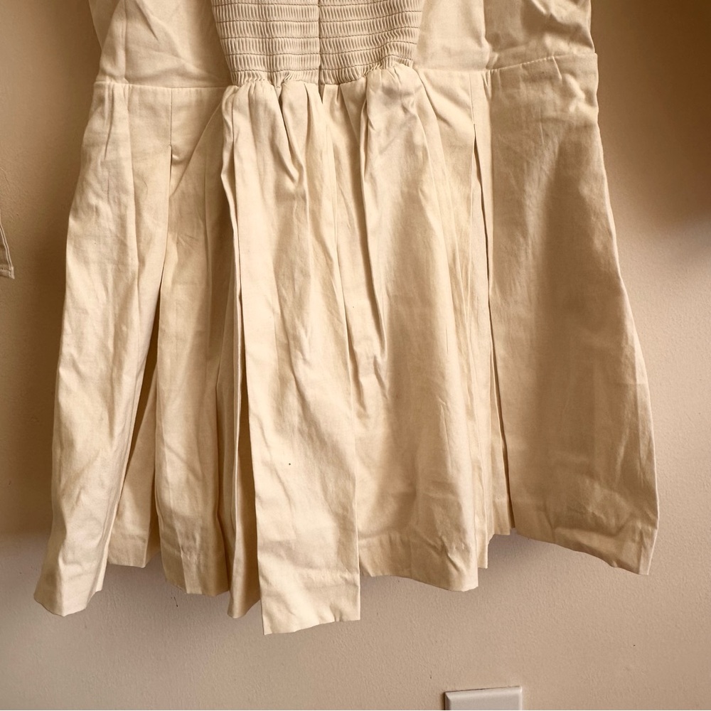 Reformation Luella Long Sleeve Square Neck Pleated Skirt Mini Dress Cream 12 NWT - Picture 10 of 15